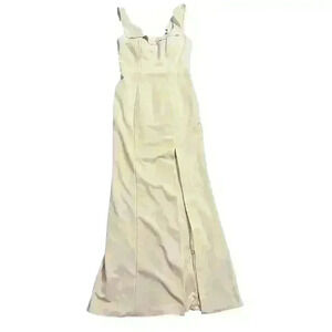 Azazie Pale Pink Bridesmaid Dress Size A6 Ruffle Scoop Neck Side Slit Flattering